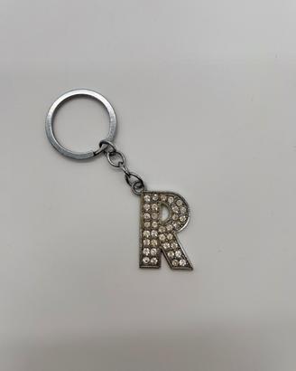 Portachiavi lettera R con strass / brillantini