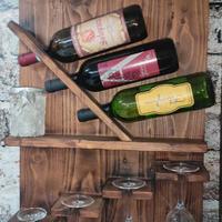 Cantinetta portabottiglie a muro in legno rustico