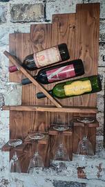 Cantinetta portabottiglie a muro in legno rustico