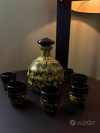 Set da rosolio anni 40 in vetro di murano