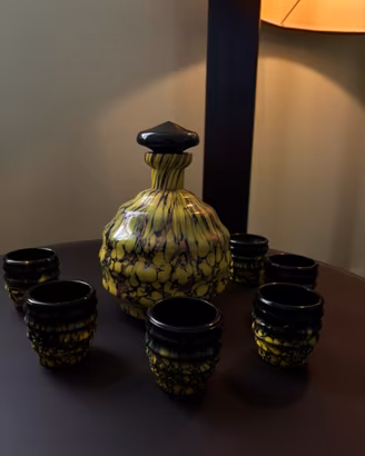 Set da rosolio anni 40 in vetro di murano
