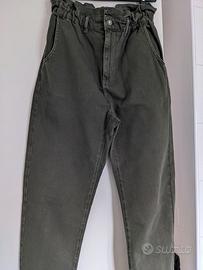 Pantaloni Zara verde bottiglia con elastico