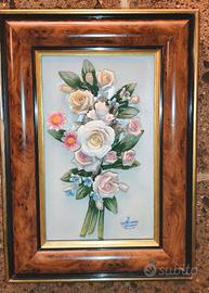 Quadro Con Fascio Di Fiori Capodimonte Corn