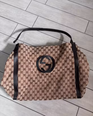 Borsa a spalla Gucci vintage in tela GG Monogram