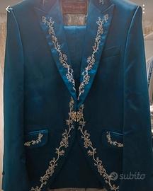 Abito sposo Ottavio Nuccio Gala barocco blu petrol