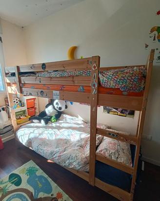 Letto a castello IKEA MYDAL + 2 materassi AFJALL