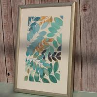 Quadro acquerello dipinto a mano “Foglie d’acqua”