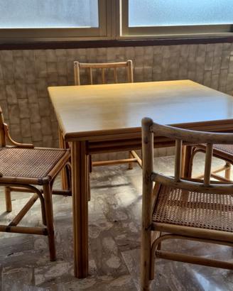 Set tavolo + 4 sedie Bamboo veranda