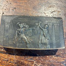 Antica tabacchiera in osso XVII, 11x6cm Giuramento