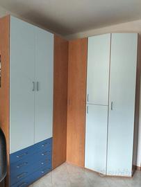 Cameretta completa legno chiaro e blu