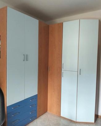 Cameretta completa legno chiaro e blu