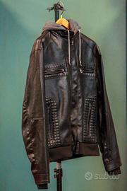 Giacca Pelle con Cappuccio Tg L