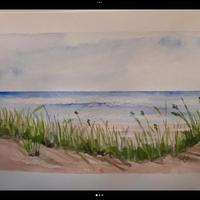 Acquerello paesaggio costiero