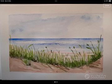 Acquerello paesaggio costiero