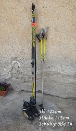 Set sci da fondo bambino Fischer (Sci 142 cm, racc