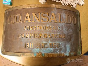 Targa Ottone Locomotiva a Vapore DUOMO Ansaldo 