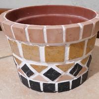 vaso fioriera per fiori in mosaico di marmo 