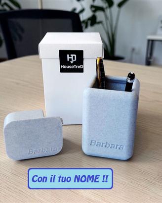 Portapenne e portascotch  con nome , color MARMO