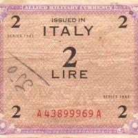 Allied Military Currency. Italy. 1943. 2 Lire