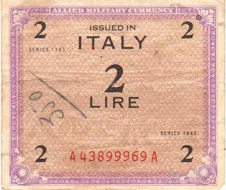 Allied Military Currency. Italy. 1943. 2 Lire