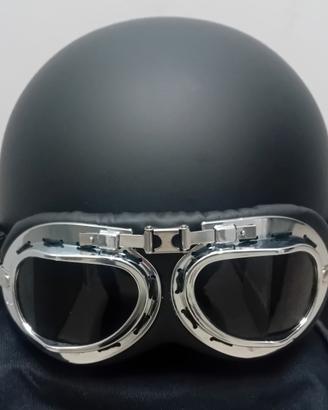 Casco jet Mili-Tech con Occhiali Scuri Nuovo