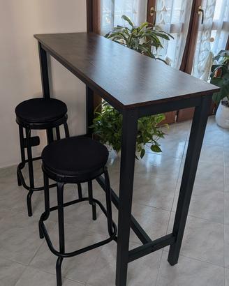 Tavolo alto + 2 sgabelli stile industriale 
