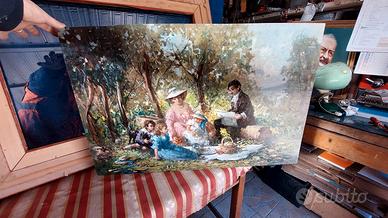 grande dipinto olio su tavola giovanni dominech 