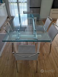 Tavolo cristallo allungabile Cantori e sedie