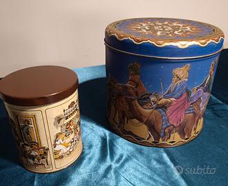LOTTO SCATOLE LATTA VINTAGE DECORATE BISCOTTI REGA