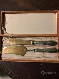 Set da torta argentato con custodia originale
