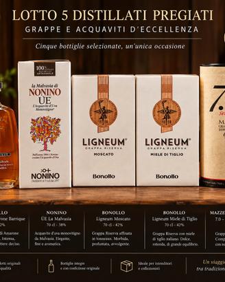 lotto di 10 bottiglie di grappe pregiate