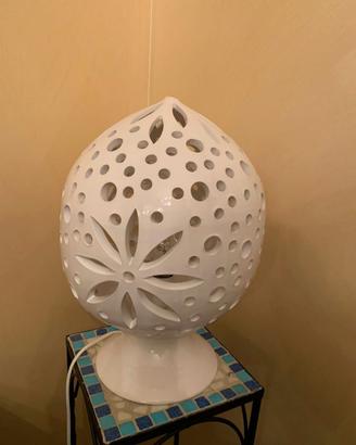 LAMPADA CERAMICA D'ANIELLO SU TAVOLO COLONNA