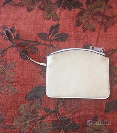 Mini-pochette in pelle color avorio