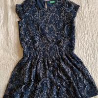 Vestito Benetton blu con intarsi argento 