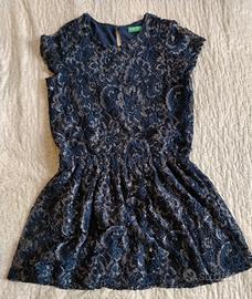 Vestito Benetton blu con intarsi argento 