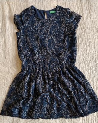 Vestito Benetton blu con intarsi argento 