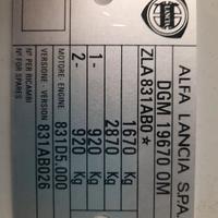 LANCIA DELTA INTEGRALE e 037 targa riass.va telaio