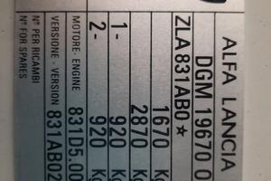 LANCIA DELTA INTEGRALE e 037 targa riass.va telaio