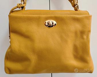 Borsa da donna Vera pelle colore senape firmata.