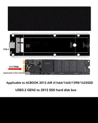 Case per ssd macbook 7+17 pin