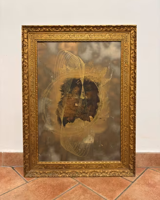 Quadro Astratto Informale Materico con Cornice Dor