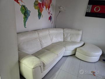 Divano angolare pelle bianco