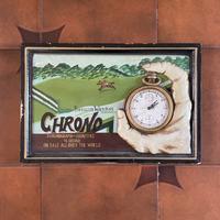 Insegna espositiva Chrono con orologio funzionante