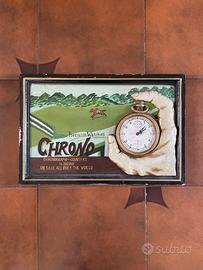 Insegna espositiva Chrono con orologio funzionante