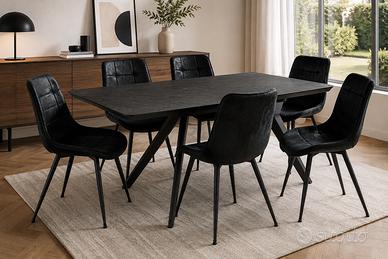 Set 6 Sedie da Pranzo Nere – Design Moderno