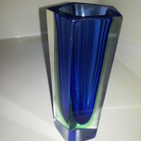 Vaso Blu Vetro Sommerso Murano