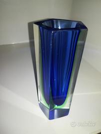 Vaso Blu Vetro Sommerso Murano
