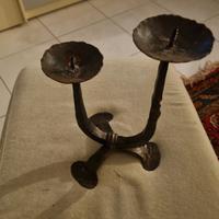 PORTA CANDELE IN FERRO BATTUTO 