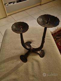 PORTA CANDELE IN FERRO BATTUTO 