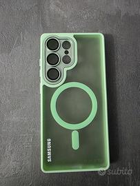 Cover s25 ultra Samsung green + trasparente magnet